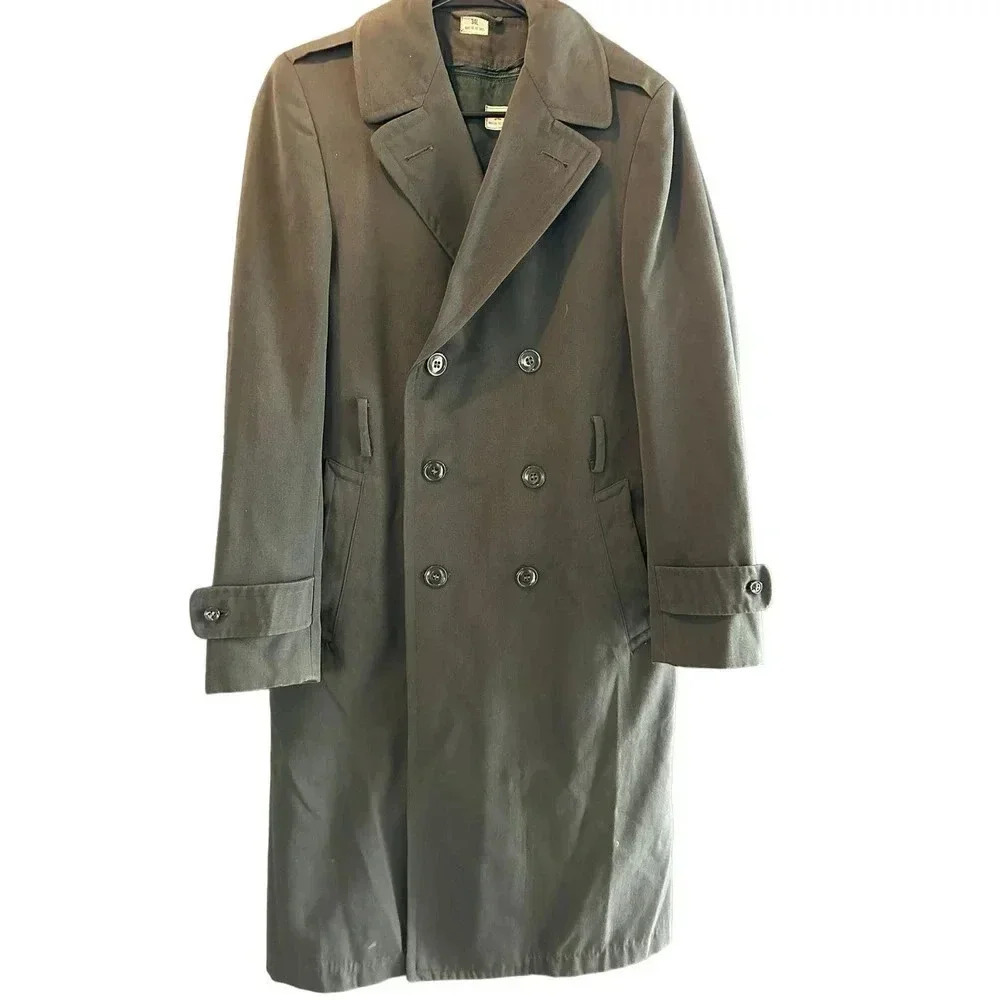 Vintage OVERCOAT MENS WOOL GABARDINE AG-44, WITH /REMOVABLE LINER Size 34L
